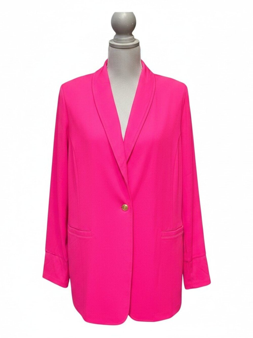IMAN Global Chic Women's Plus Size 1X Pink One Button Blazer Jacket NWT